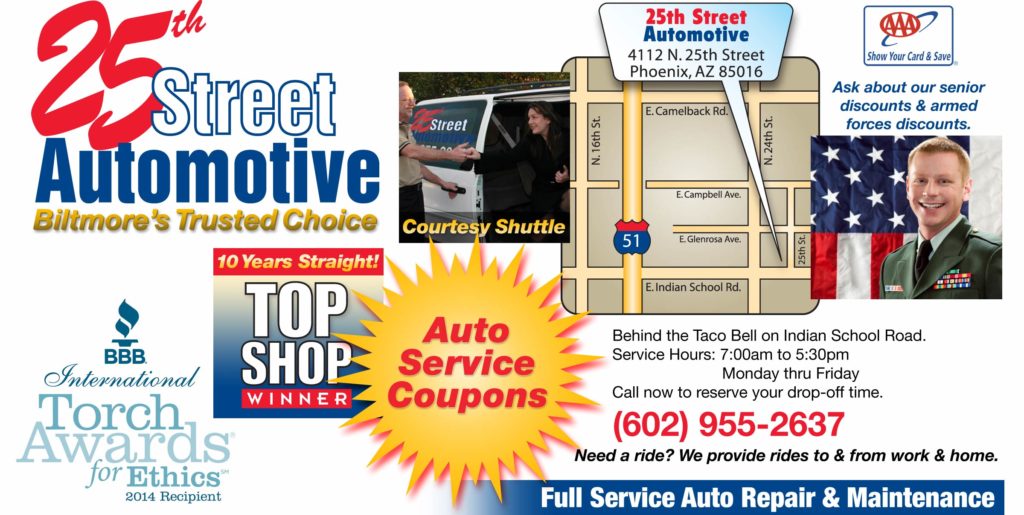 Phoenix Auto Mechanic Special Offers & Service Coupons 25th St Auto